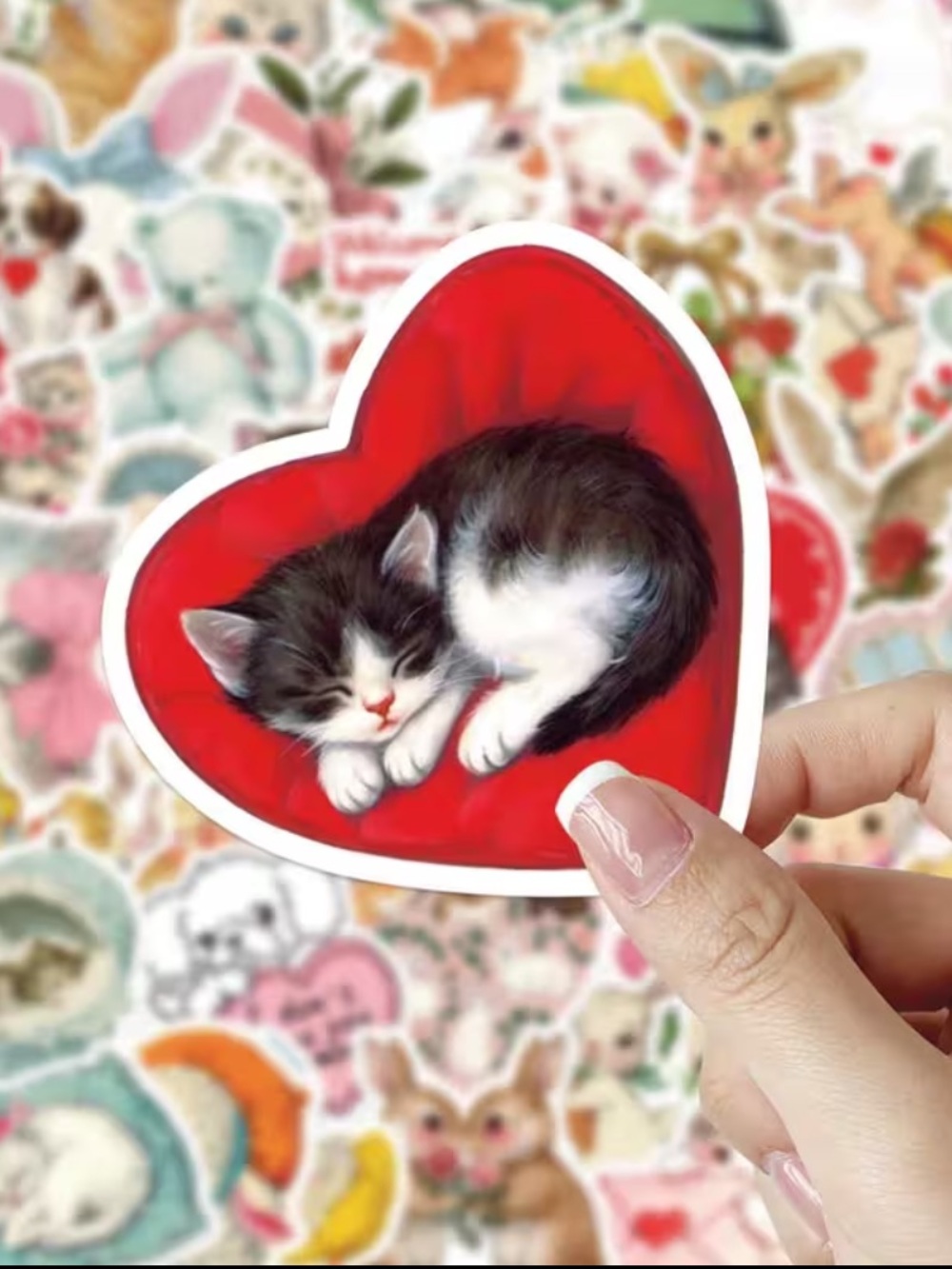 50 Vintage Kitten Stickers | Retro Cottagecore Cats | Scrapbook & Journal Decals - Picture 3 of 5